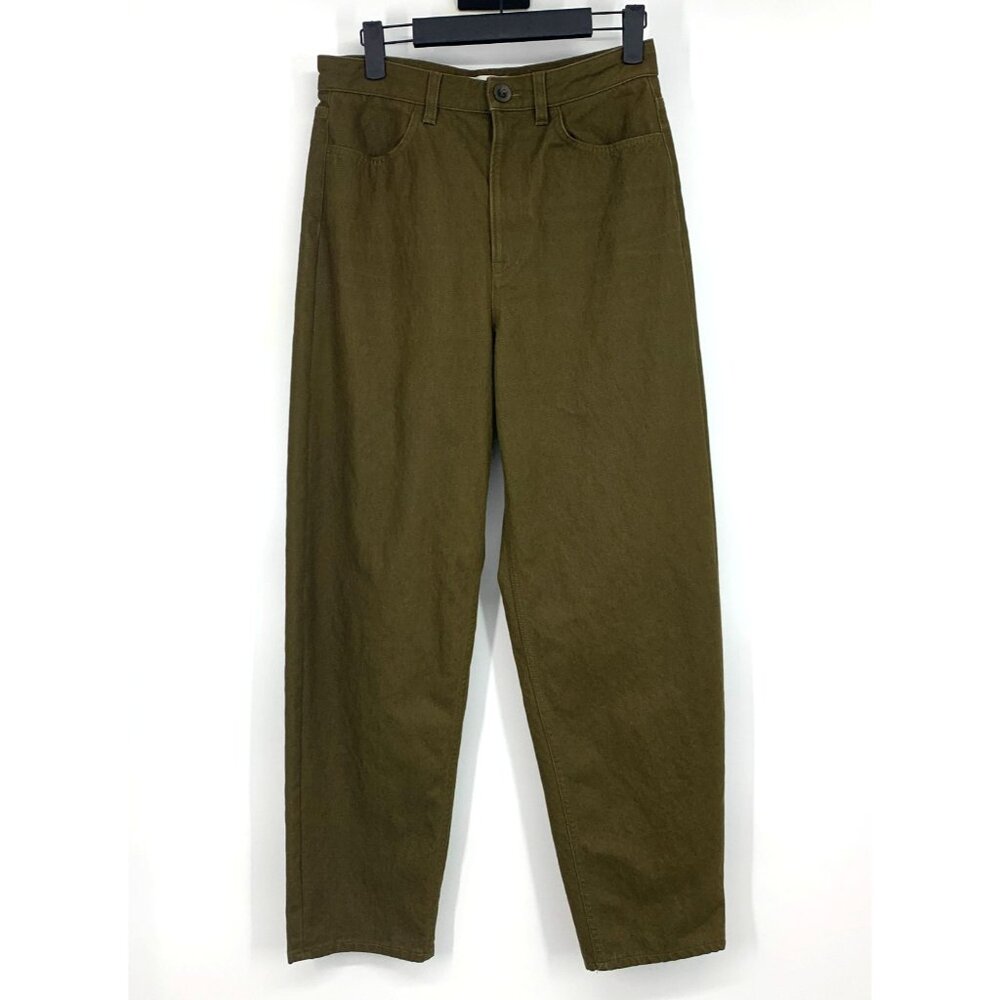 COS Pants Green High Rise Barrel Taper Straight Cotton